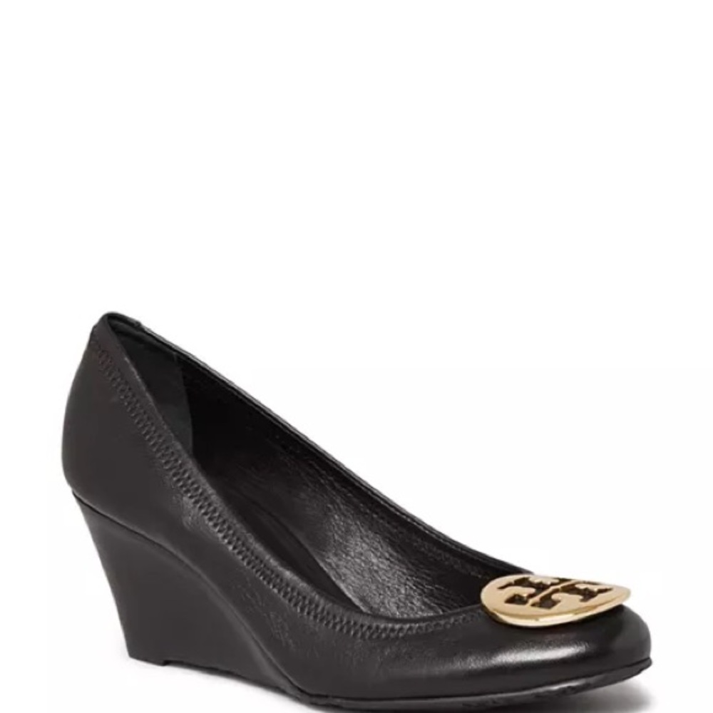Tory Burch Sally Signature Gold Logo Wedges Shoes